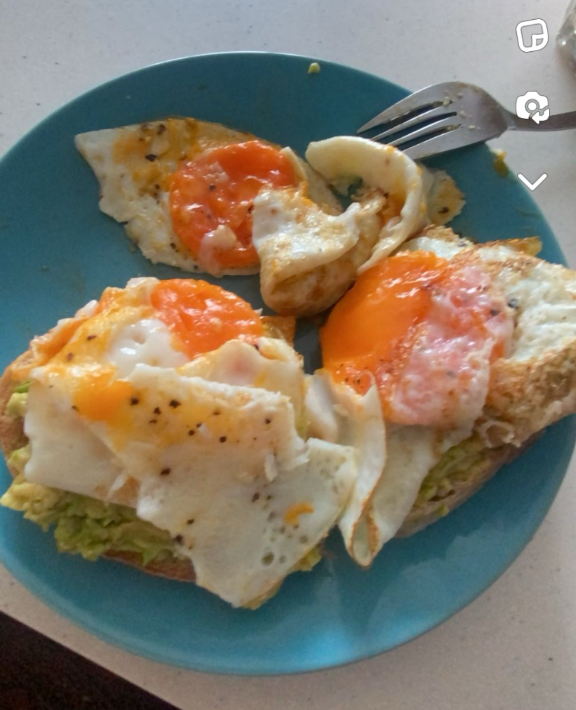 Smashing avocado and eggs!